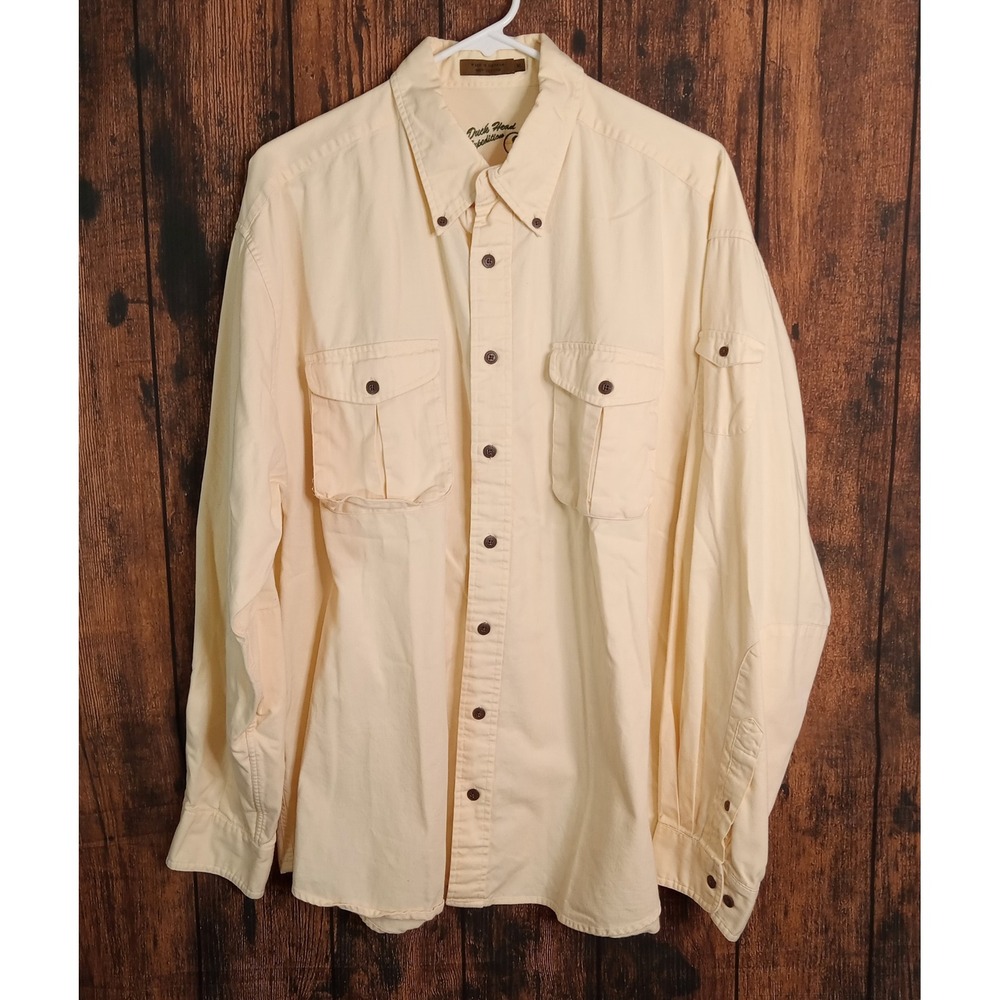 Duck Head Expedition Mens XL Yellow Cotton Long Sleeve Button Down Utility Shirt
